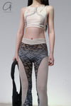 RUI fish scale stitching mesh flared pants RSS23KN06 nightfall black and gray gradient